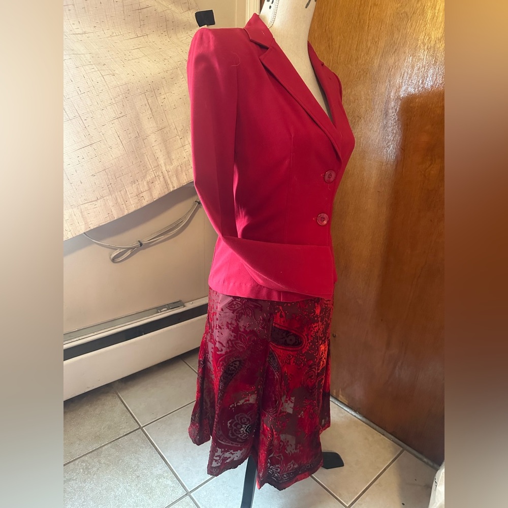 Woman’s Crimson SKIRT & JACKET Noel Holiday Separates Set XOXO, ANN KLEIN SZ S